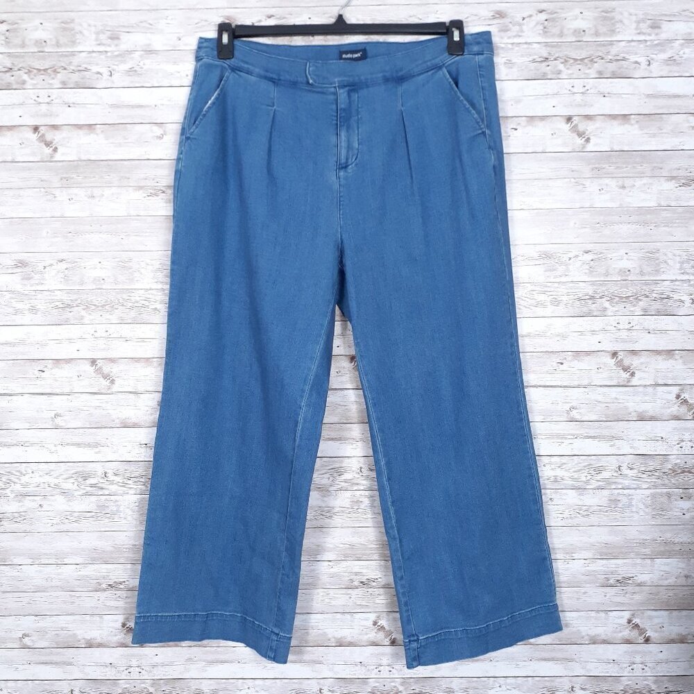 Studio Park Womens Wide Leg Jeans Size 18WP Blue Pleated 73A